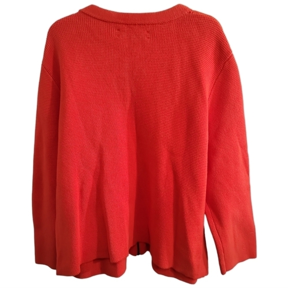 Loft Orange Patch Pockets Zip Front Cardigan XL Cotton - Picture 3 of 4